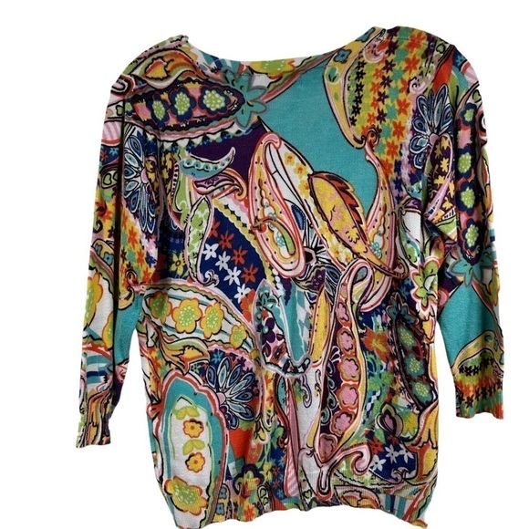 Joseph A. Pastel Paisley Cardigan Sweater, PS - Picture 7 of 9